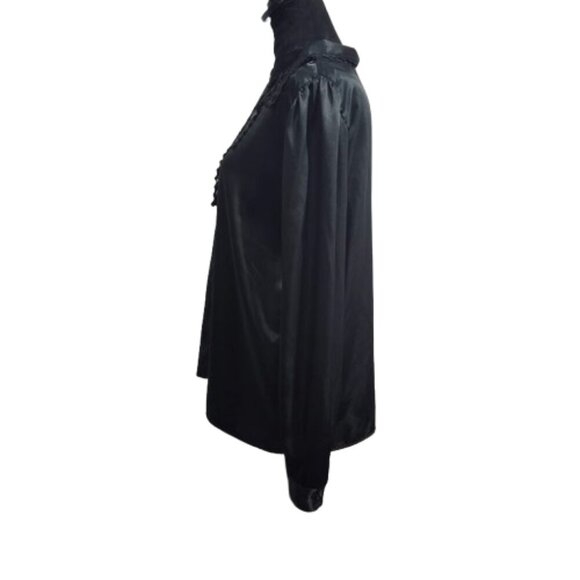 Vintage Barbara Karen Eyelet Embroidered Lace Black Blouse Size 8 - Picture 6 of 8